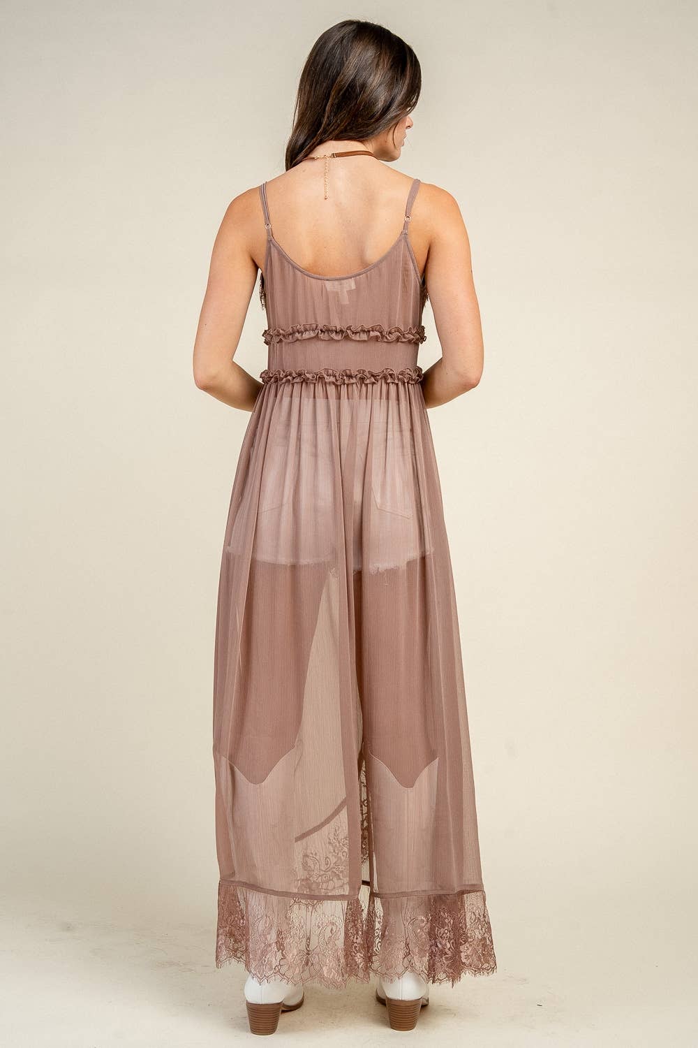 MAXI DUSTER TOP W. LACE TRIM DETAILS