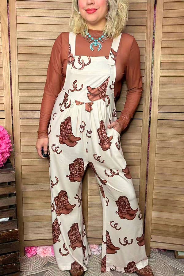 Western Wide Leg Overalls