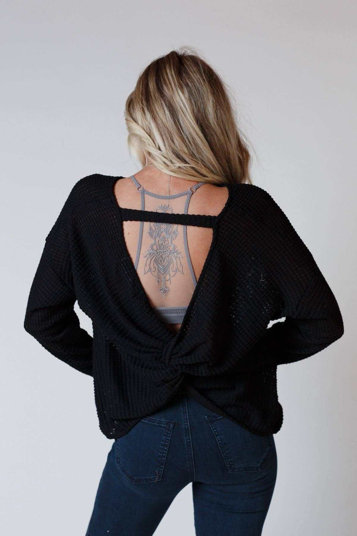 Open Back Thermal Knit Top