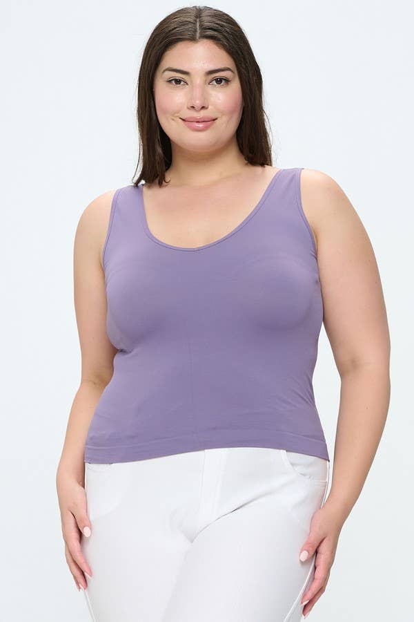Reversible Seamless Tank: White / Plus
