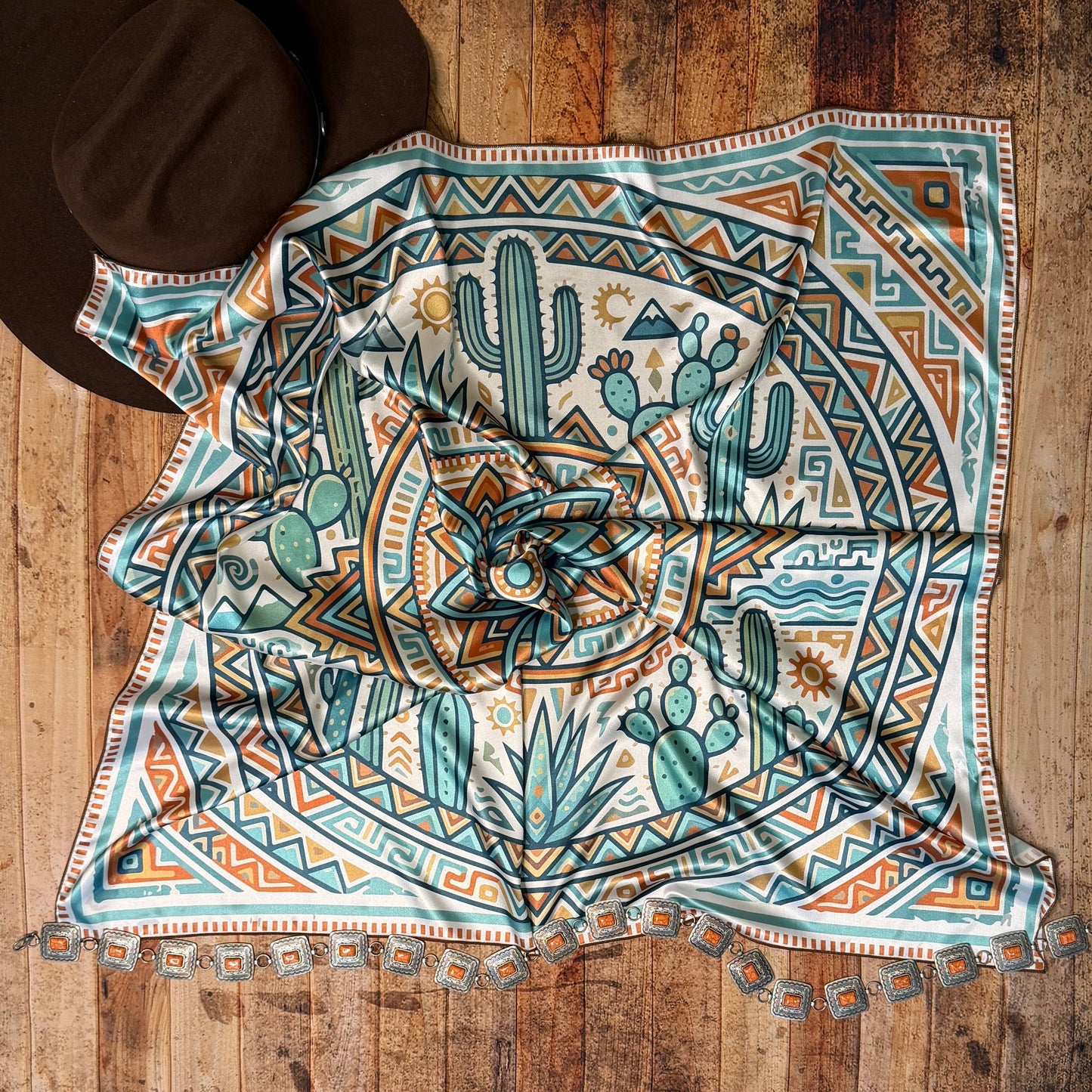 AZTEC CACTI SILK WILD RAG