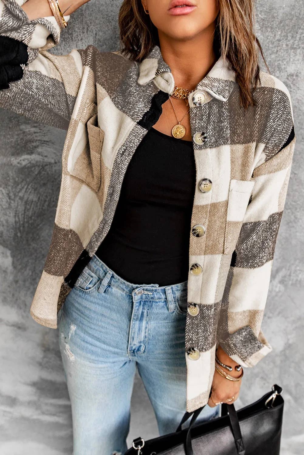 Plaid Long Sleeve Jacket