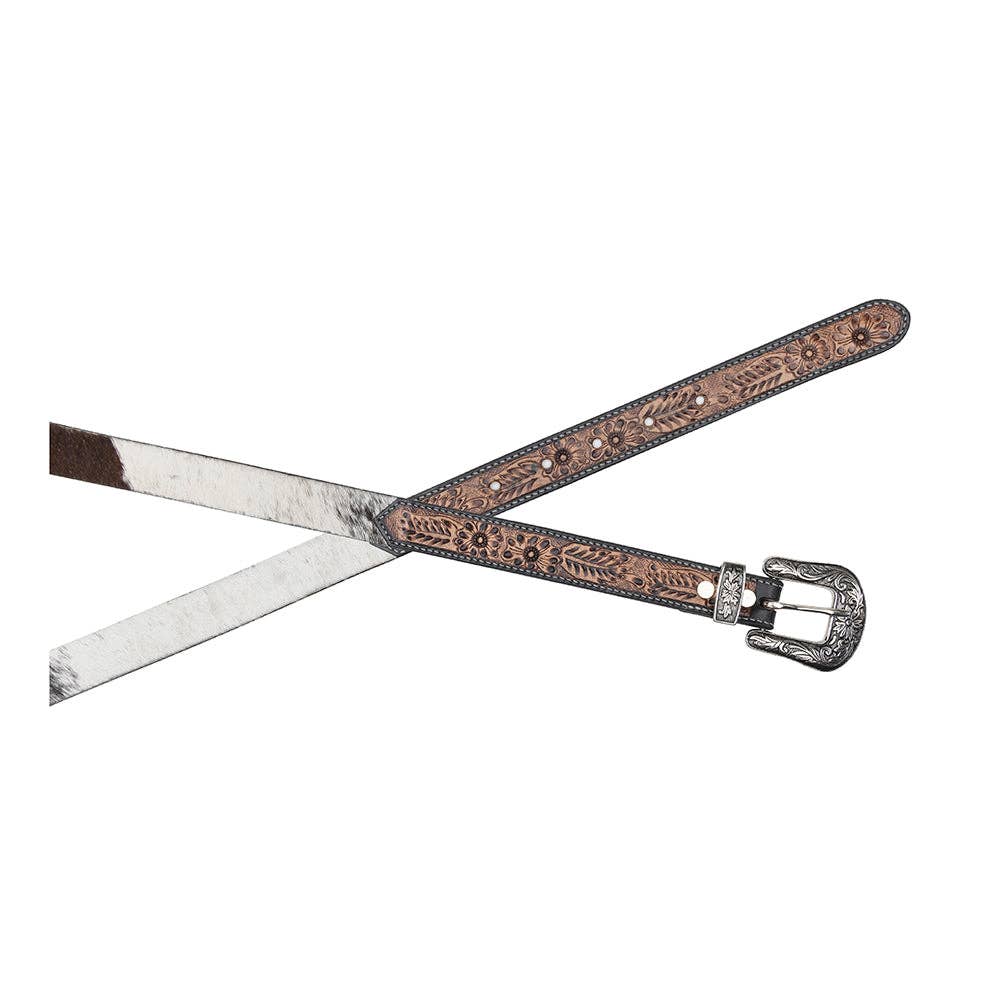 Dream of the Winds Hand-tooled Women's Belt: White Brown / Medium