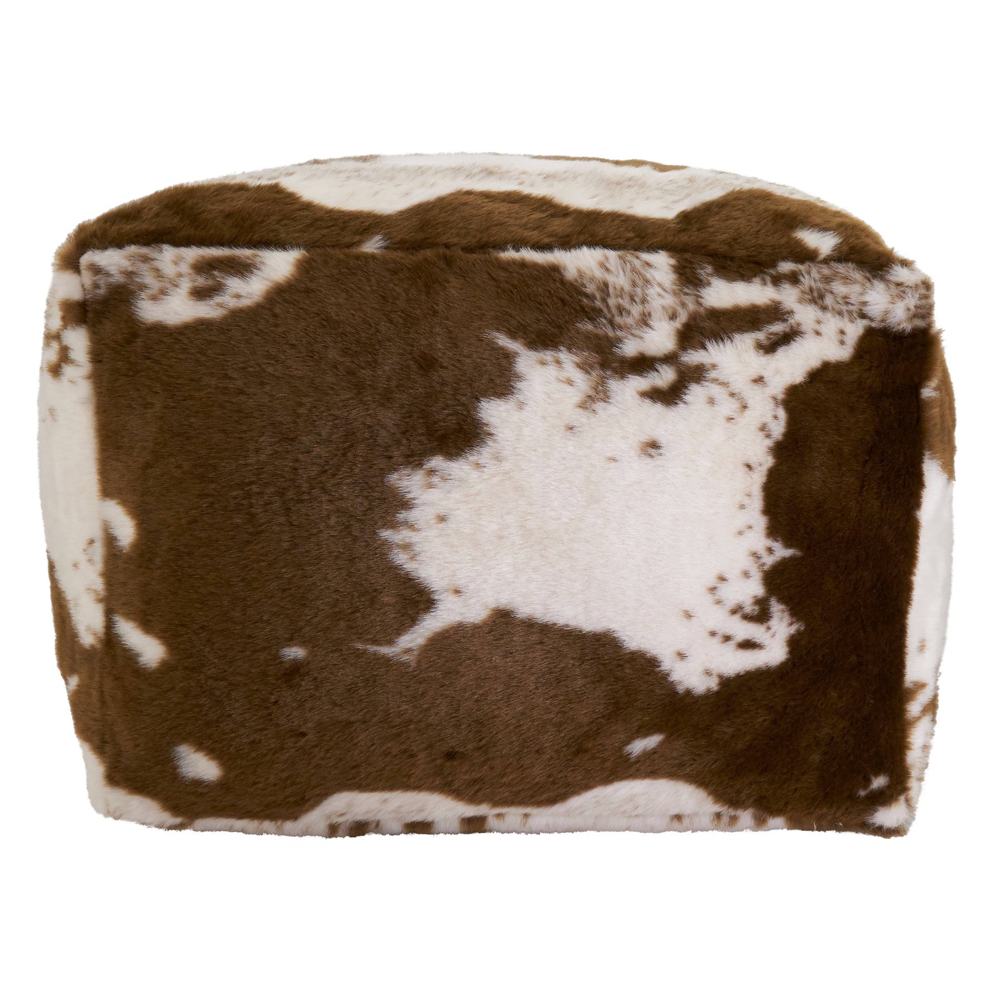 Faux Fur Cow Hide Pouf Brown