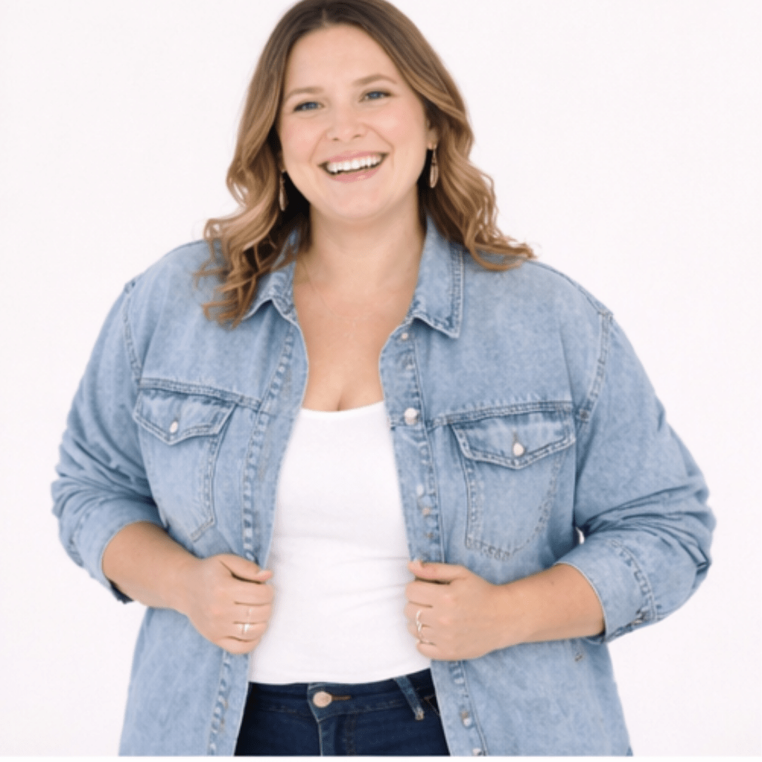 Blue Raw Hem Denim Jacket