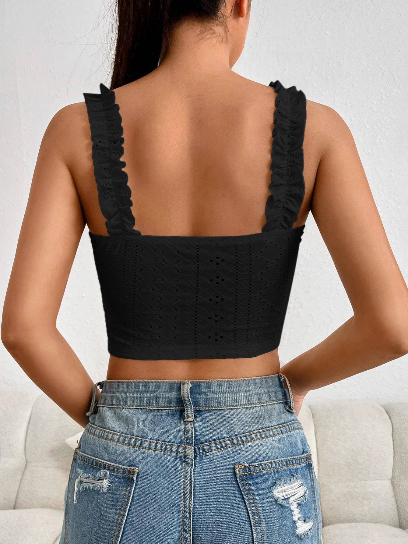 Elegant openwork lace bandeau top
