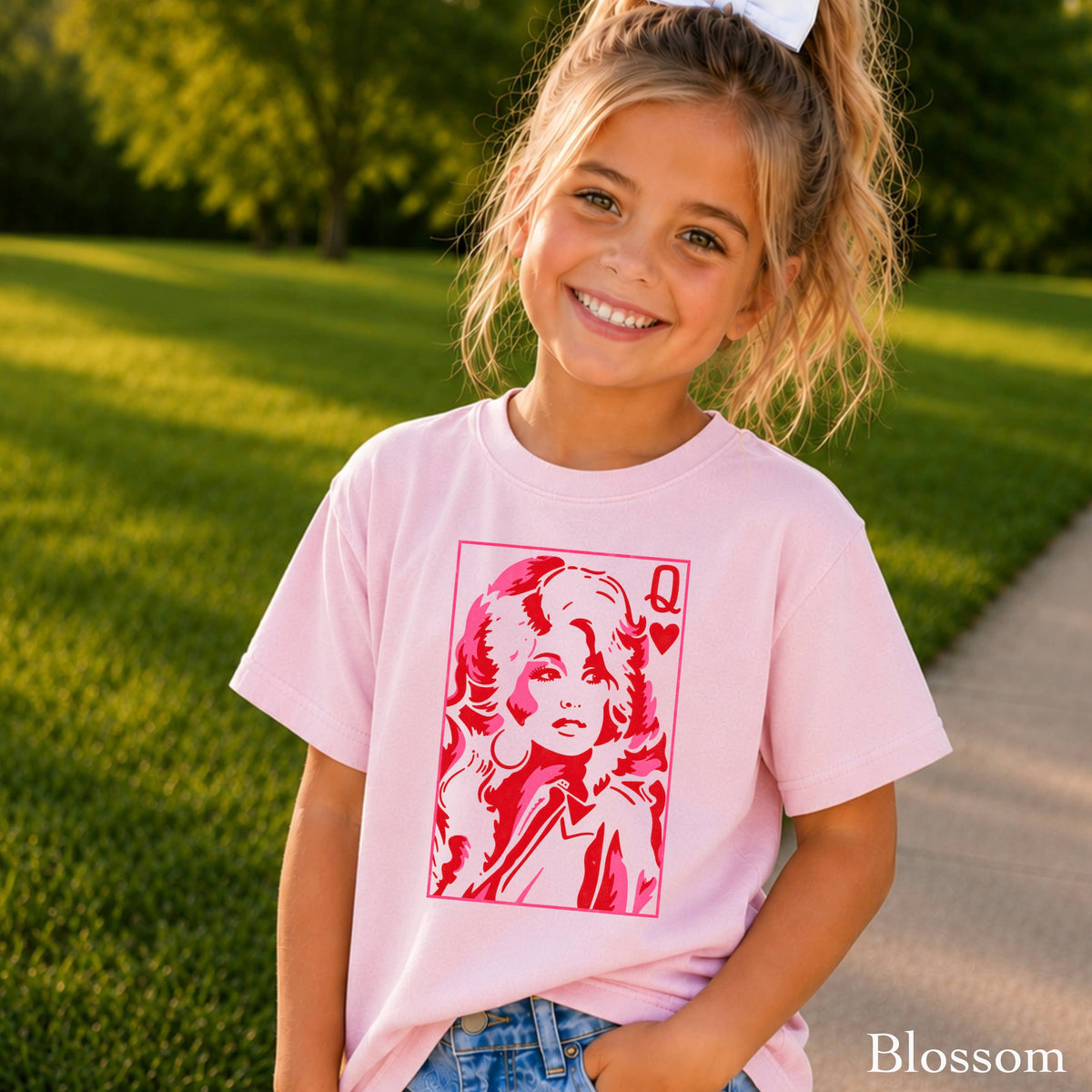 Doll Queen Of Hearts Youth Kids Comfort Color T-Shirt : Pepper / Small (6-8)