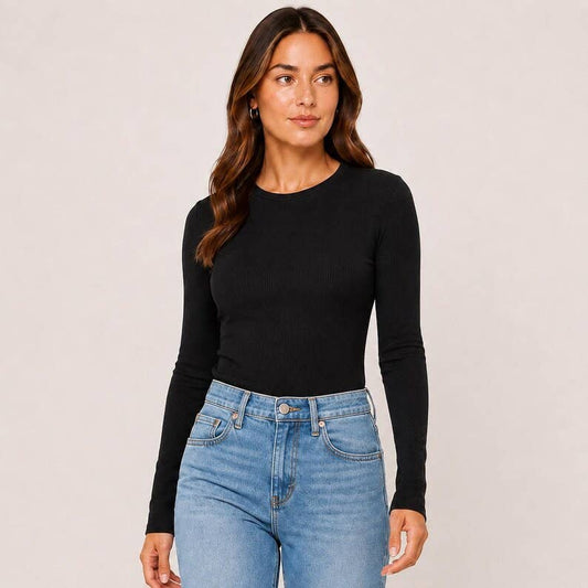 Ribbed Crew Neck: Black