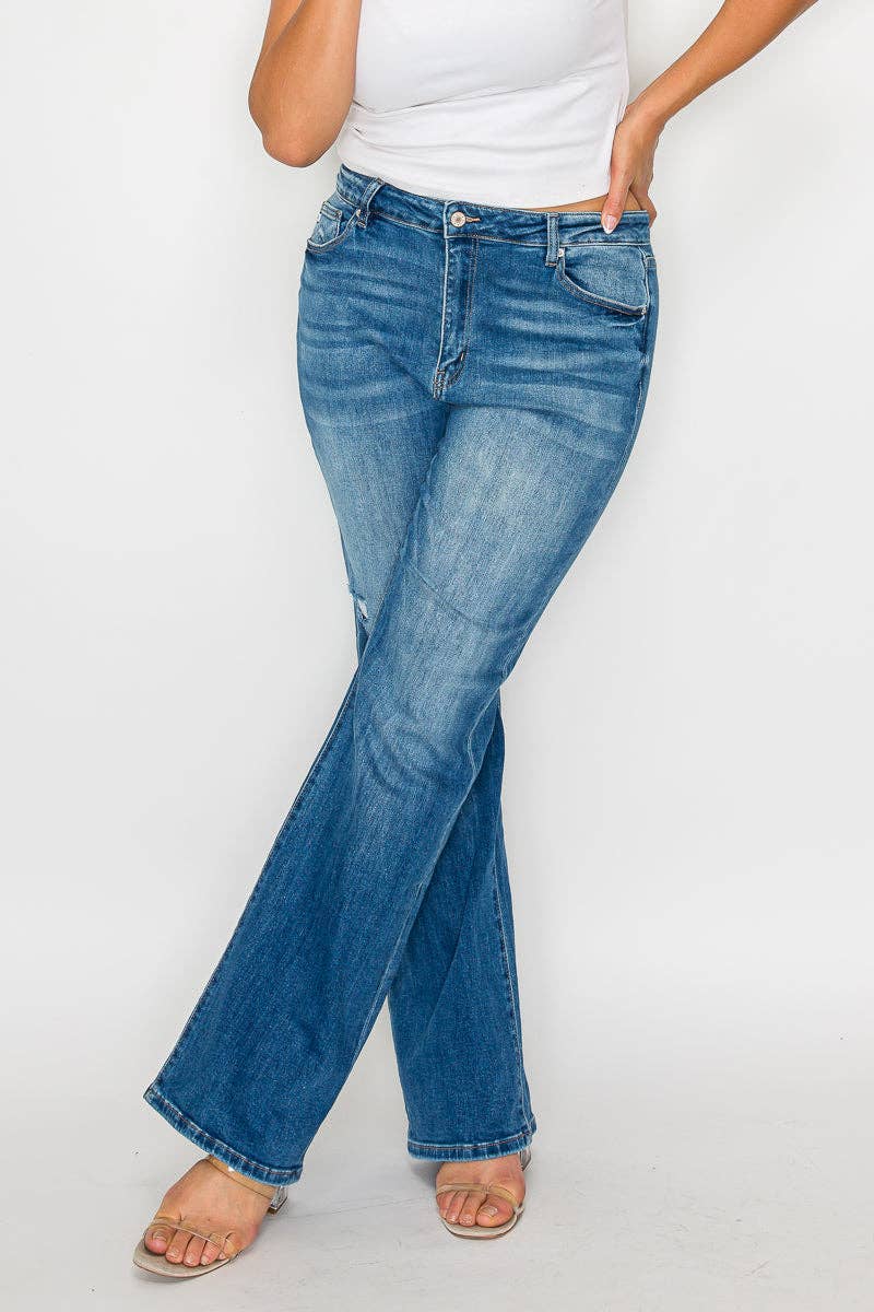 PLUS SIZE HIGH RISE BOOT CUT LEG