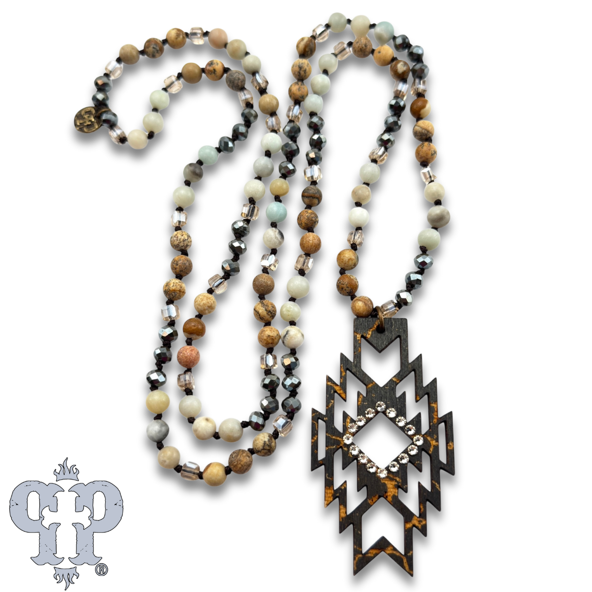Aztec pendant necklace with Austrian crystals