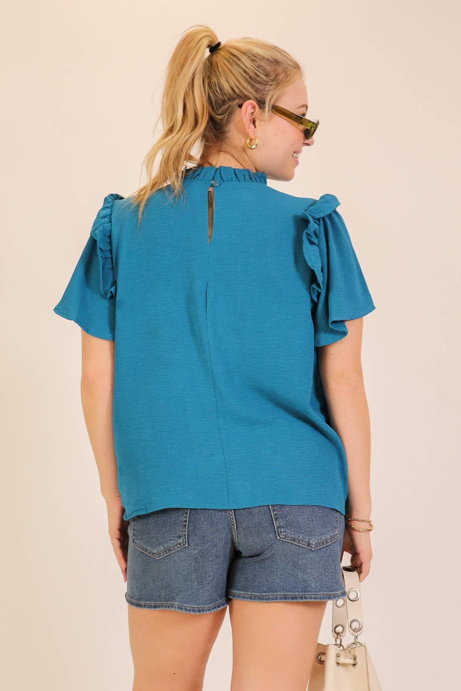Plus Size-Curvy Grace Ruffle Sleeve Blouse