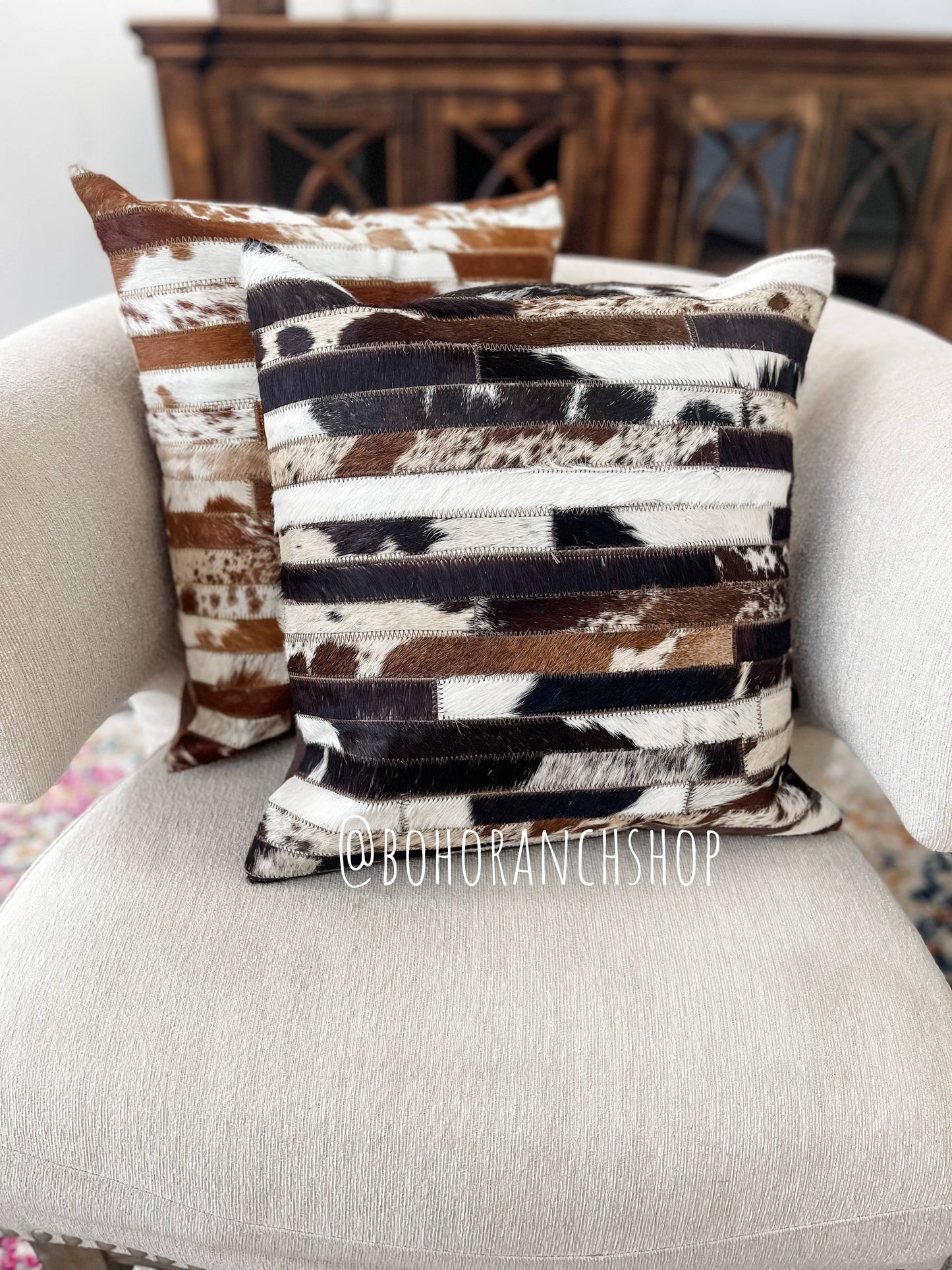 Western Cowhide Pillow Cover: BLACK + WHITE COWHIDE