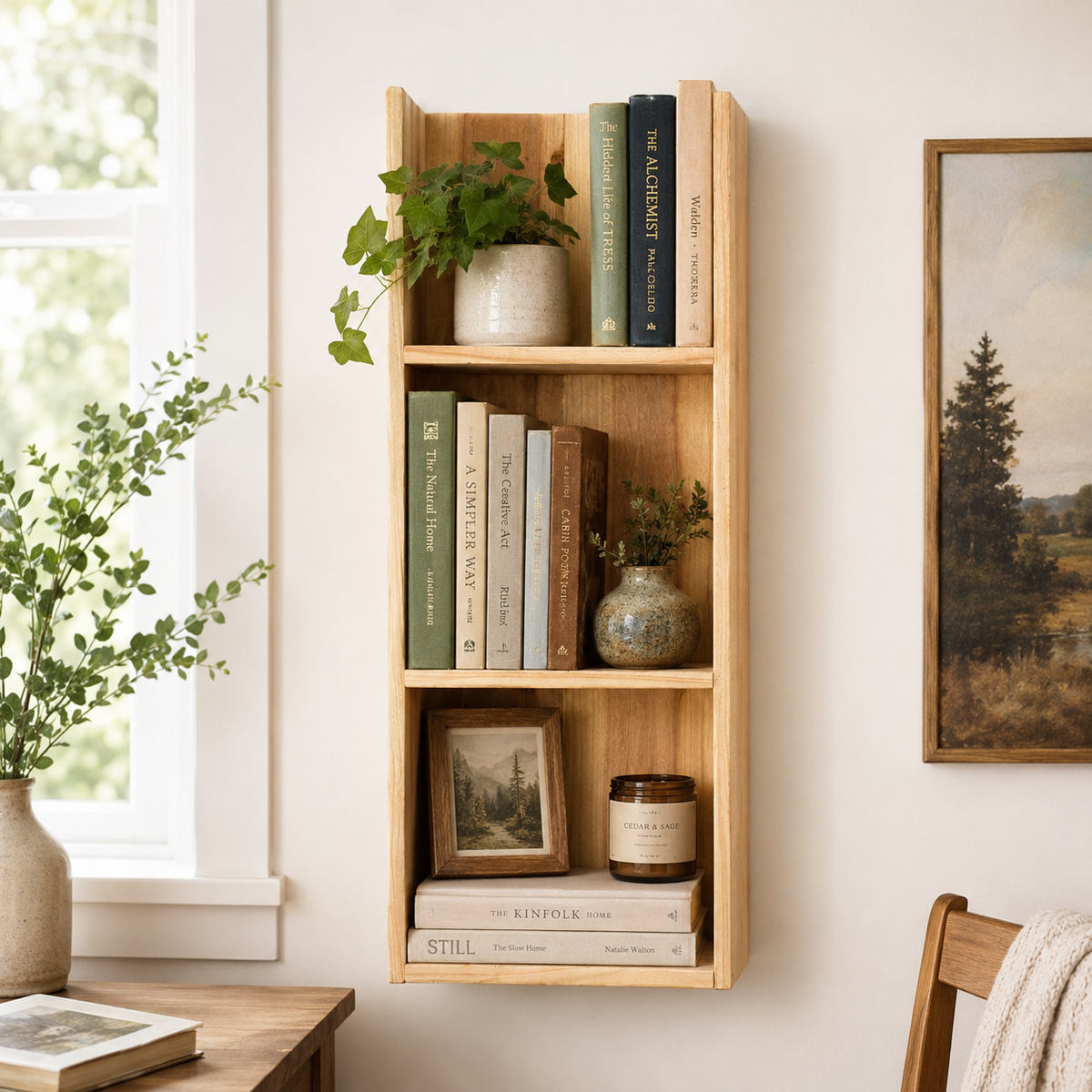 Timberline Vertical Wall Shelf: Natural