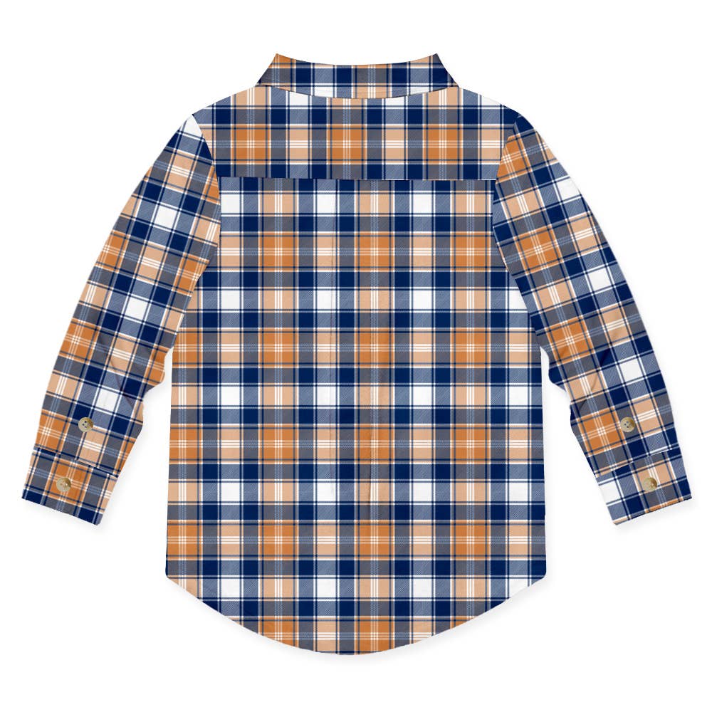 Navy & Rust Button-Up