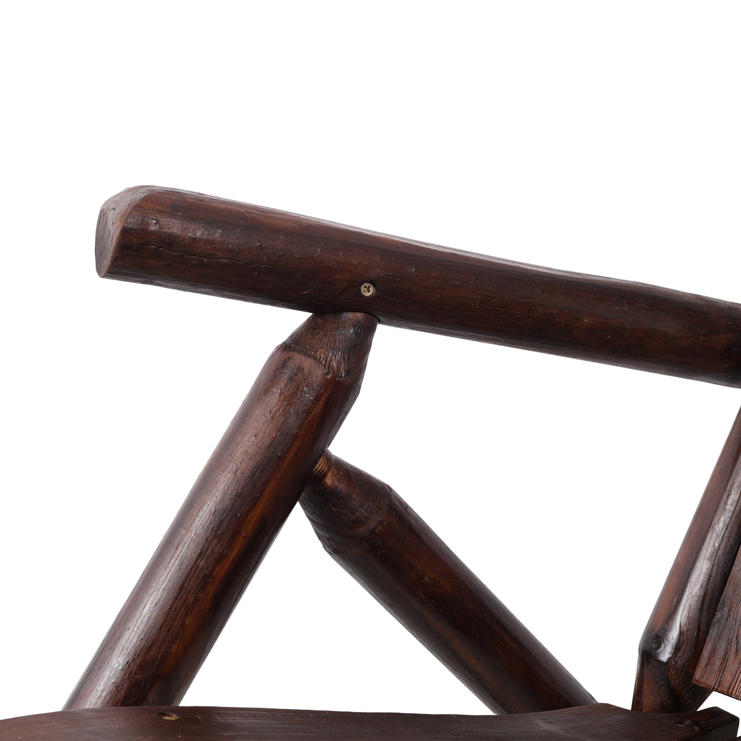 Cozy Fall Decor Brown Fir Log Porch Rocker Chair