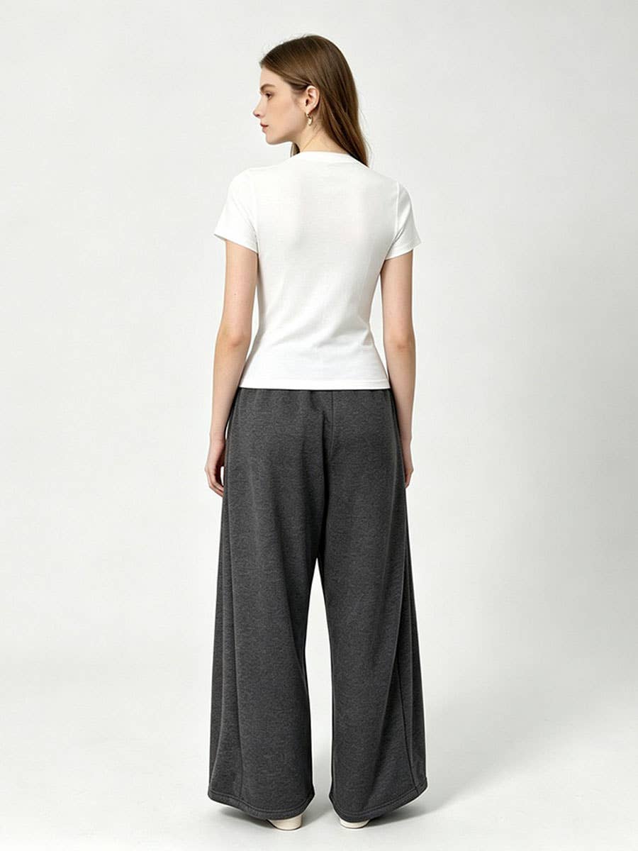 Drawstring wide-leg sweatpants