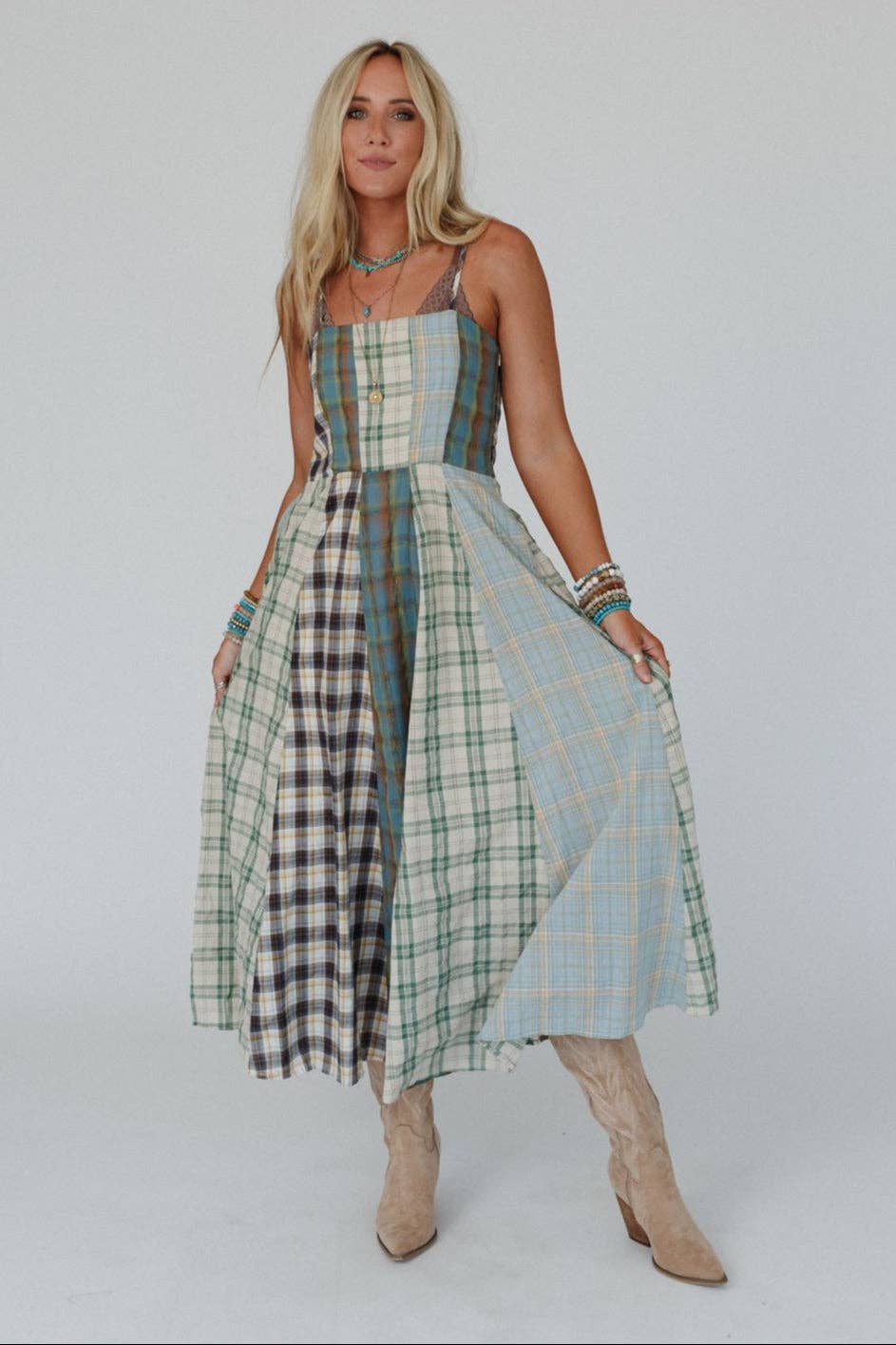 Western Charm Checkered Dress