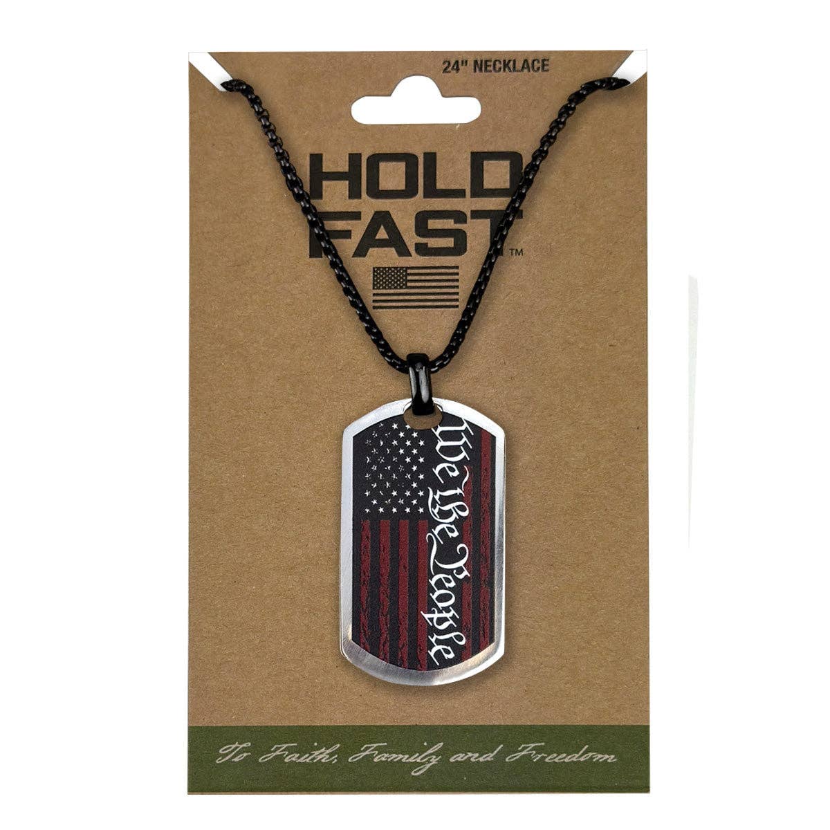 Men's Necklace We The People Flag: Silver/Red
