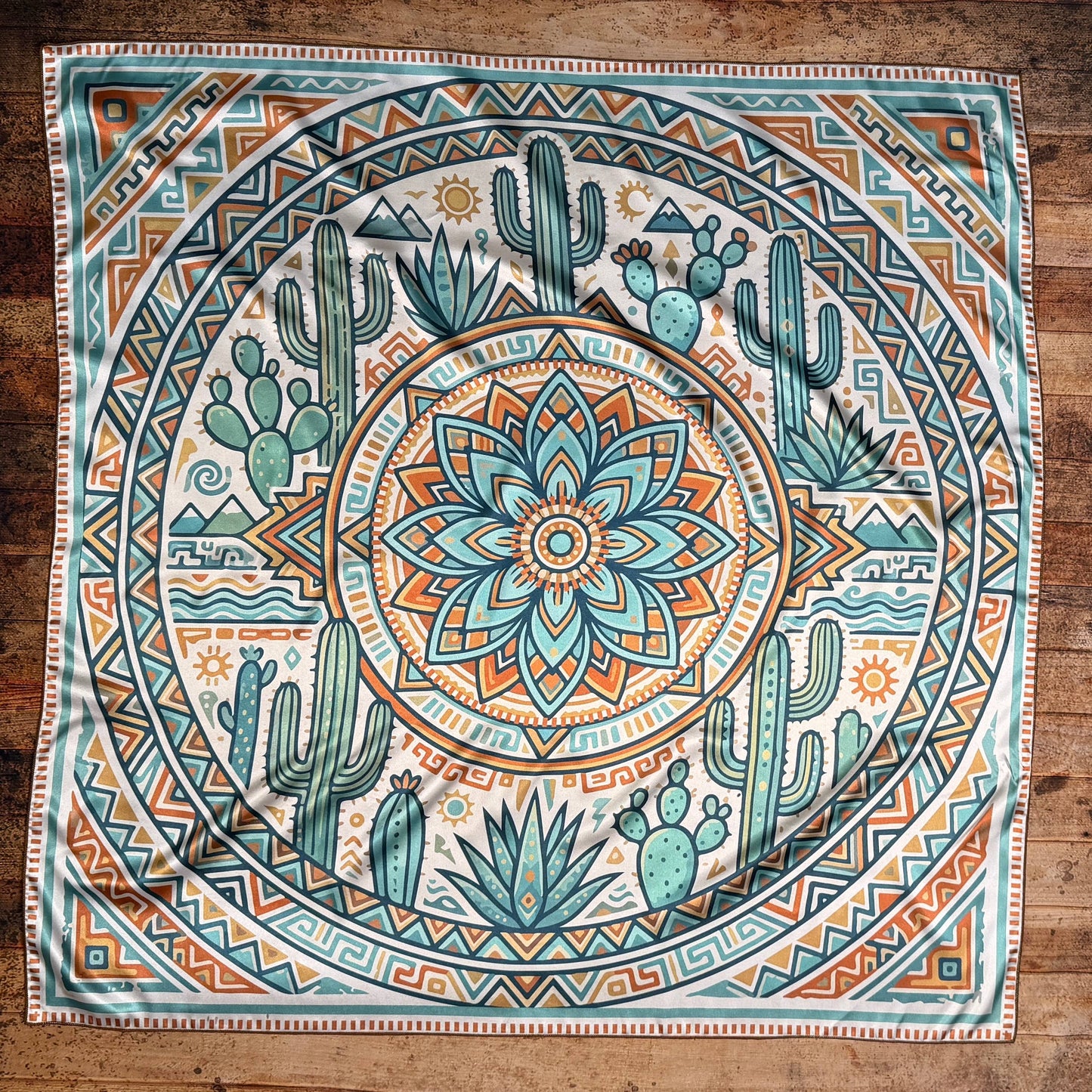 AZTEC CACTI SILK WILD RAG