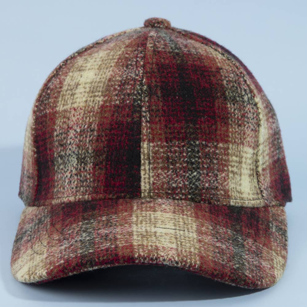 Plaid Curved Brim Cap:RD
