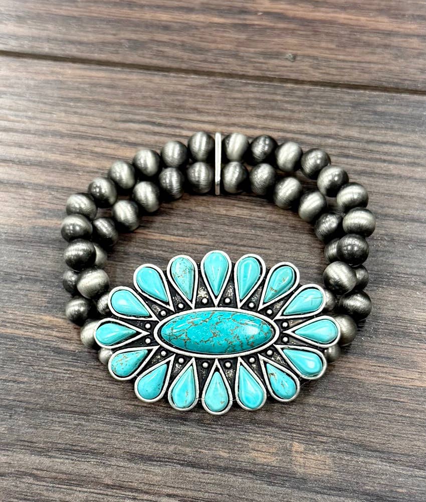 Navajo-style Turquoise Stretch Bracelet
