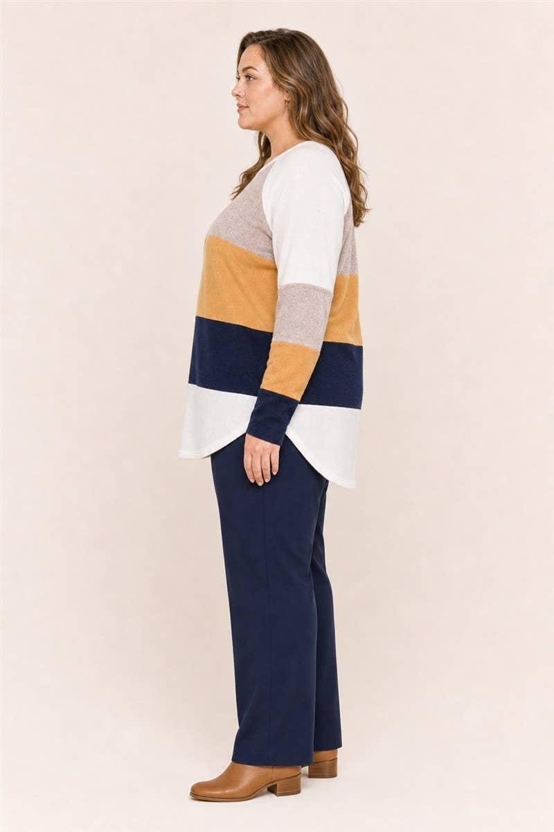 Curvy Color Block Raglan Top