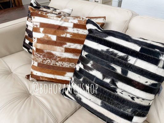 Western Cowhide Pillow Cover: BLACK + WHITE COWHIDE