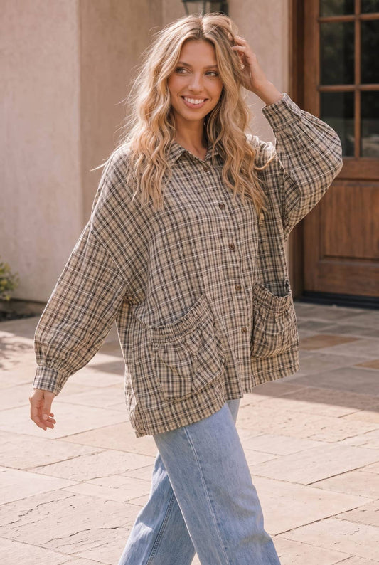 BUTTON DOWN PLAID SHIRT