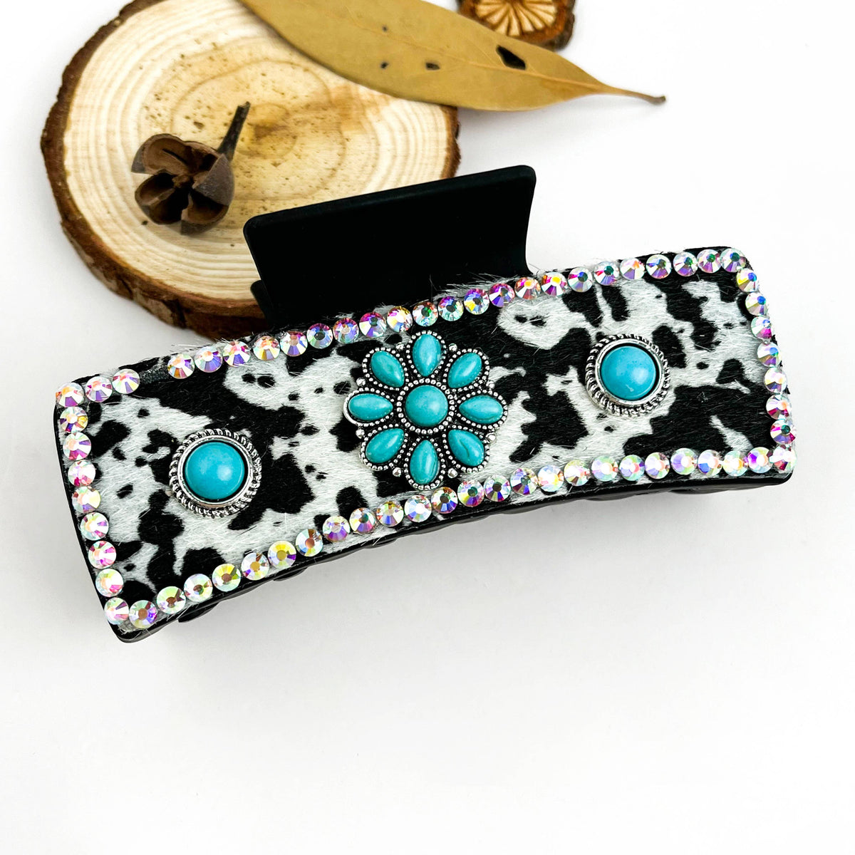 Cow Print Concho Hair Claw