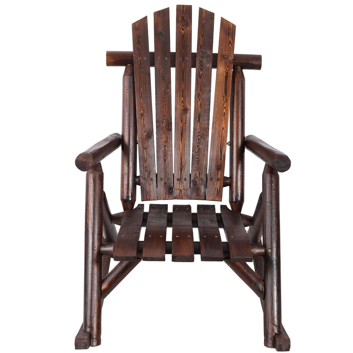 Cozy Fall Decor Brown Fir Log Porch Rocker Chair