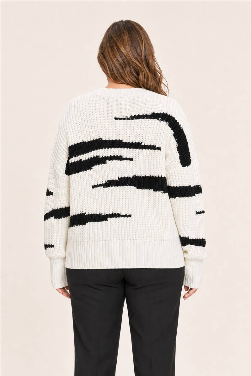 Zebra Stripe Knit Sweater