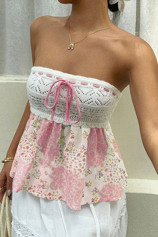 Strapless Floral Tank