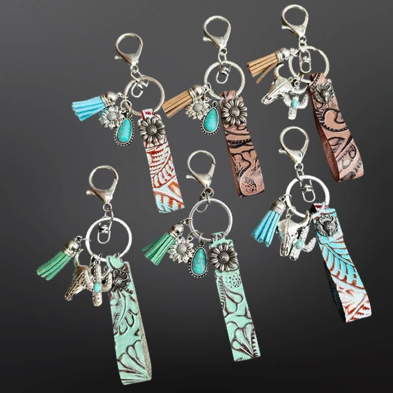 Turquoise Steer Keychain