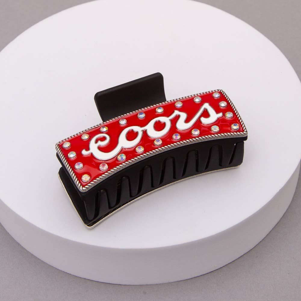 Western Coors Logo Hair Claw Clip: White