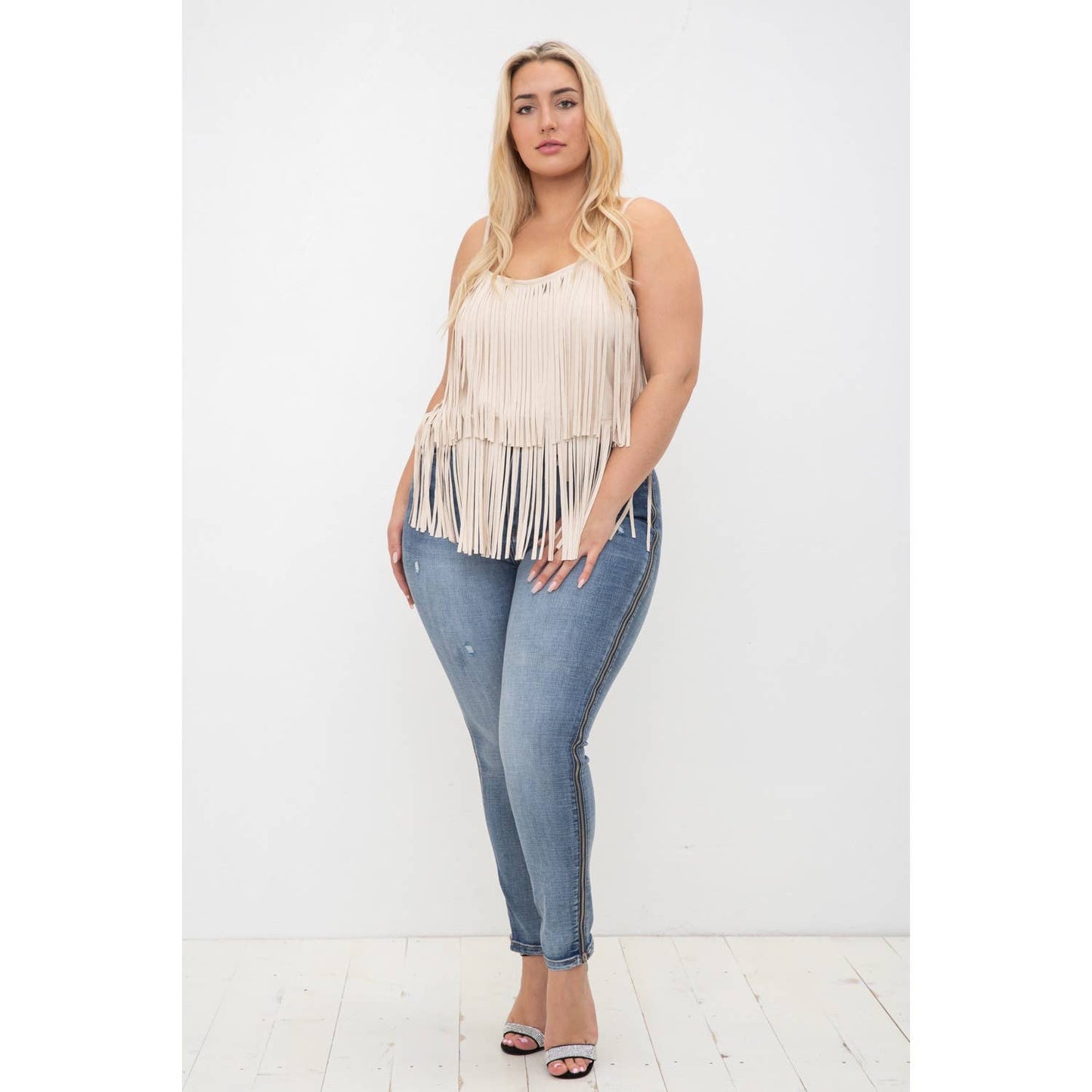 PLUS SIZE SIDE ZIPPER SKINNY DENIM JEANS