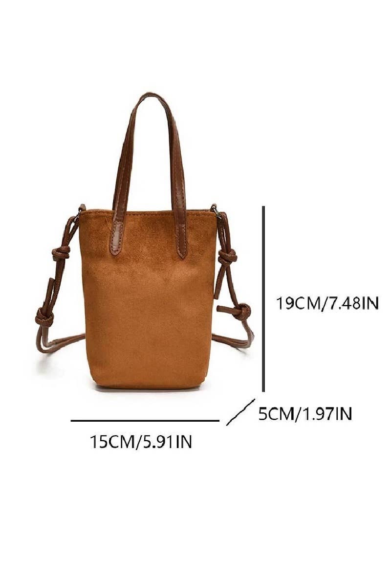 Vintage Retro Suede Crossbody Mini Bucket Bag: CAMEL