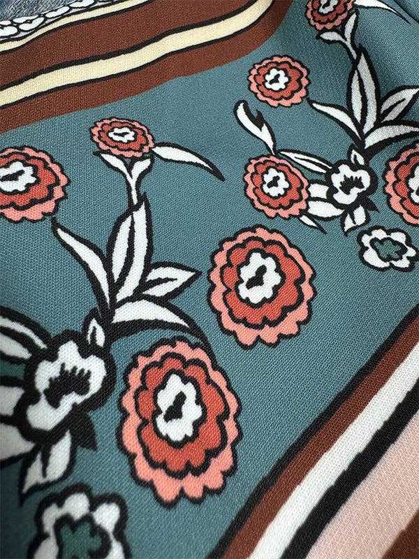 Flared Pants Floral Printed High-Waisted