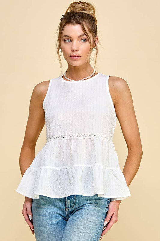 BABYDOLL TIER BUBLLE WOVEN TOP WITH TIE BACK