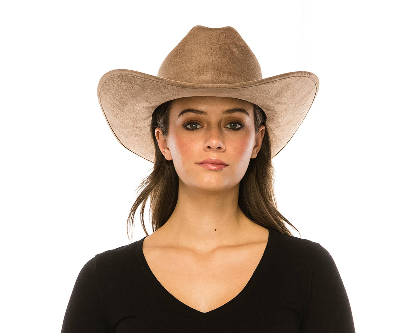 Premium Vegan Suede Cattleman Cowboy Hat-Dark Taupe