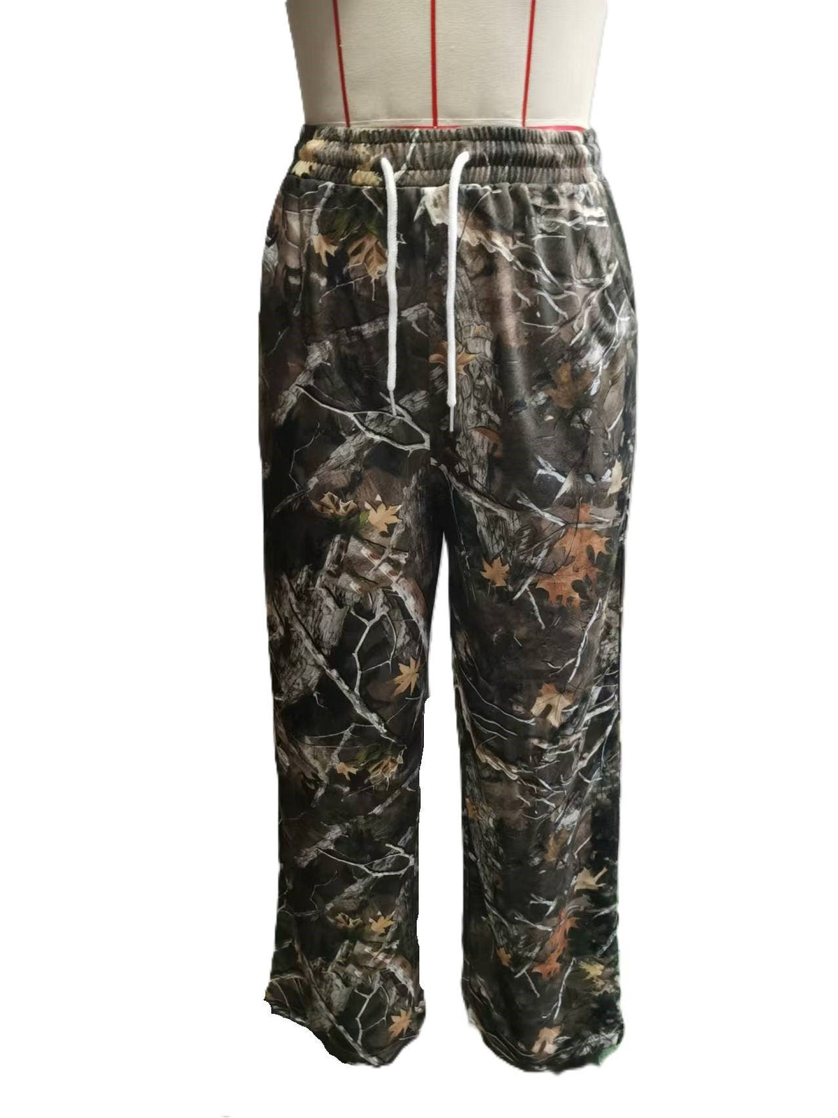 Casual Stretch Corset Camouflage Print Wide-Leg Pants: Brown / 2XL