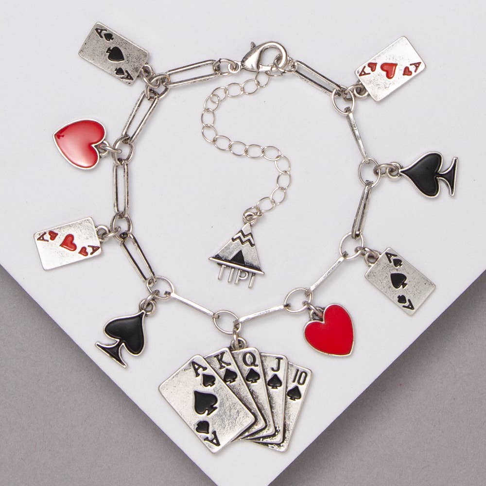 Western Poker Theme Charm Bracelet