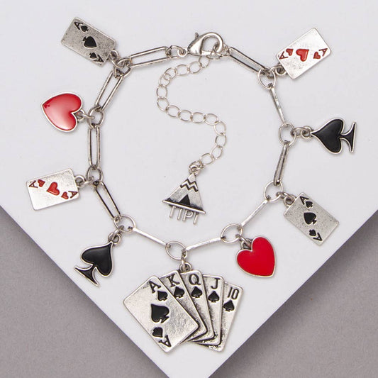 Western Poker Theme Charm Bracelet