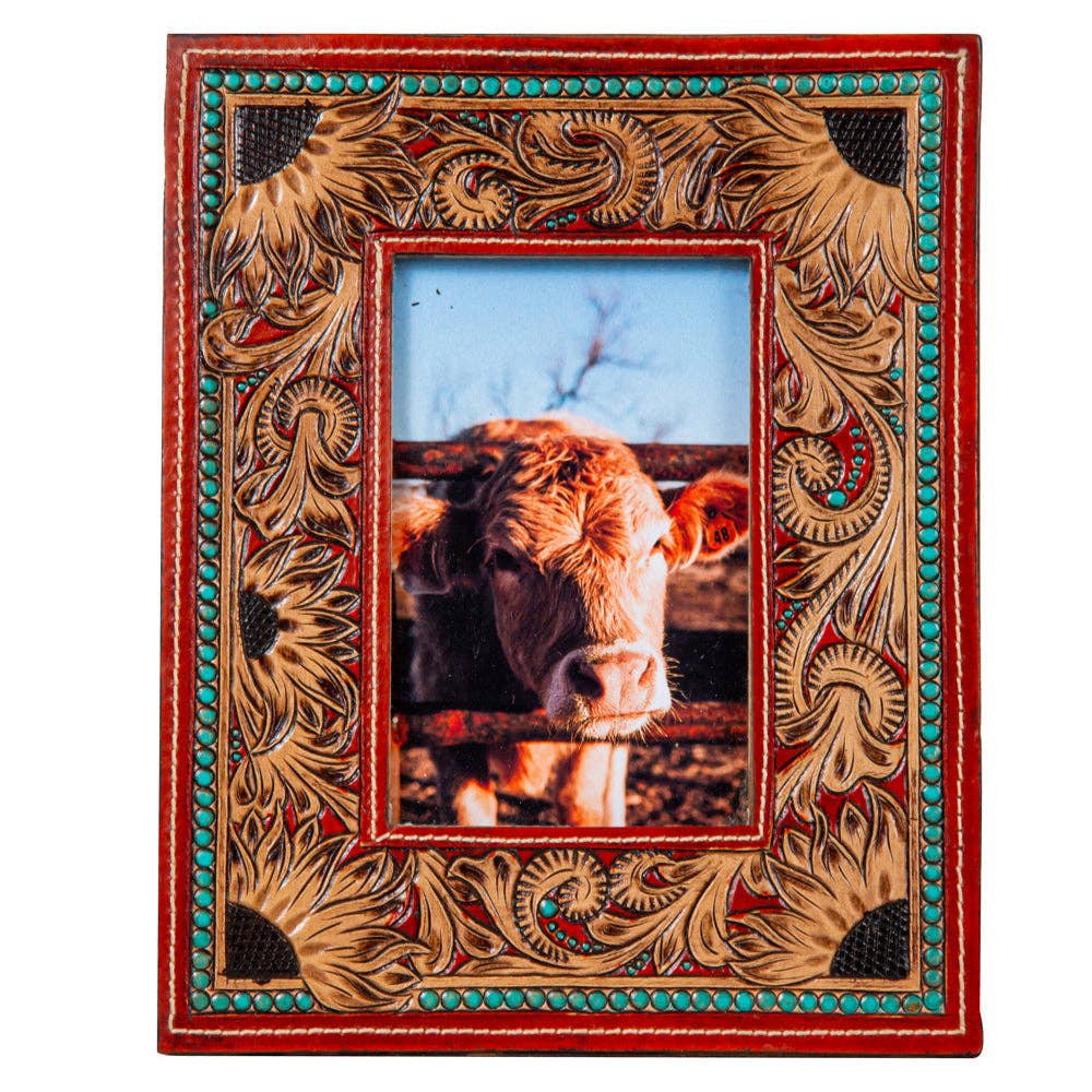 Sunflowers Hand-Tooled Frame