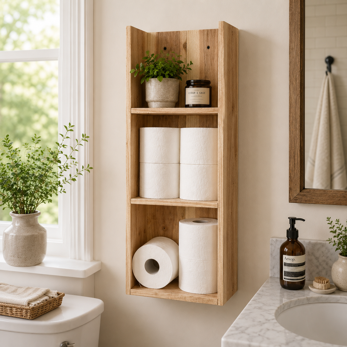 Timberline Vertical Wall Shelf: Natural