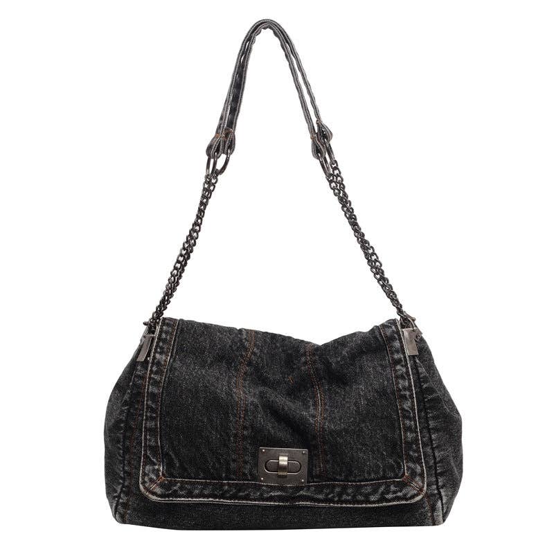 Women Casual Large Denim Tote Crossbody Denim Bag