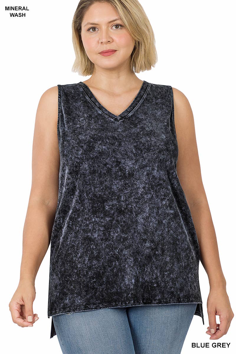 Mineral Wash Tank Top w/ Side-slit