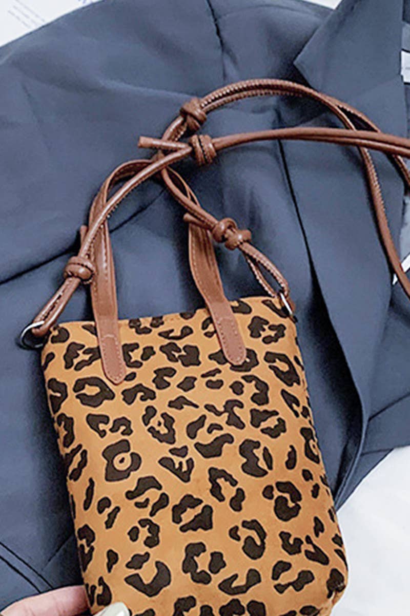 Vintage Retro Suede Crossbody Mini Bucket Bag: LEOPARD