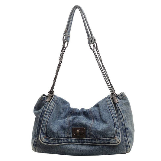 Women Casual Large Denim Tote Crossbody Denim Bag