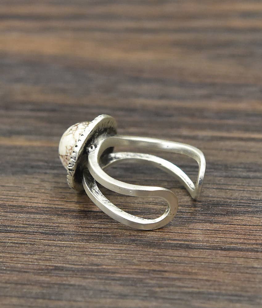 Round White Turquoise Ring