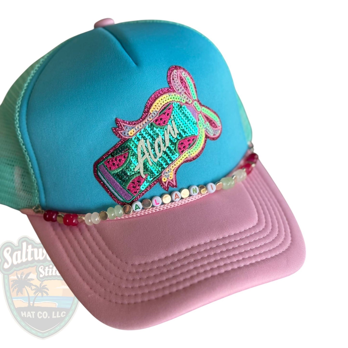 Watermelon Sequin Beaded Trucker Hat